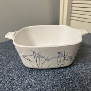 1990's Corning Ware "Shadow Iris" Casserole Dish Discontinued Pattern